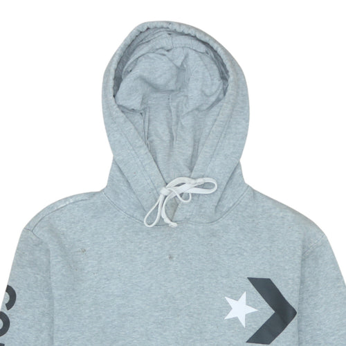 Converse Men's Grey Pullover Hoodie Small Logo Fleece Sportswear