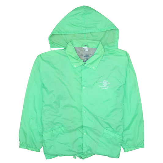 All American Men's Green Hooded Windbreaker Jacket L Sports College Style