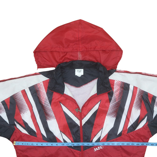 JAKO Men's Red XL Retro 90s Hooded Windbreaker Jacket
