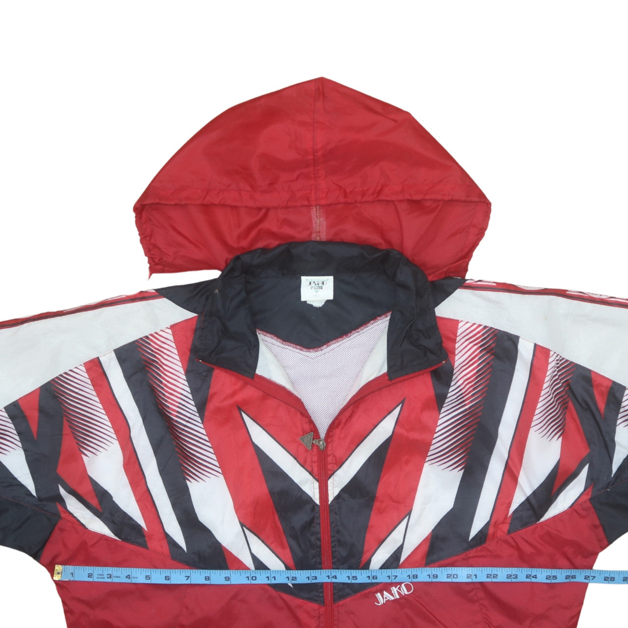 JAKO Men's Red XL Retro 90s Hooded Windbreaker Jacket