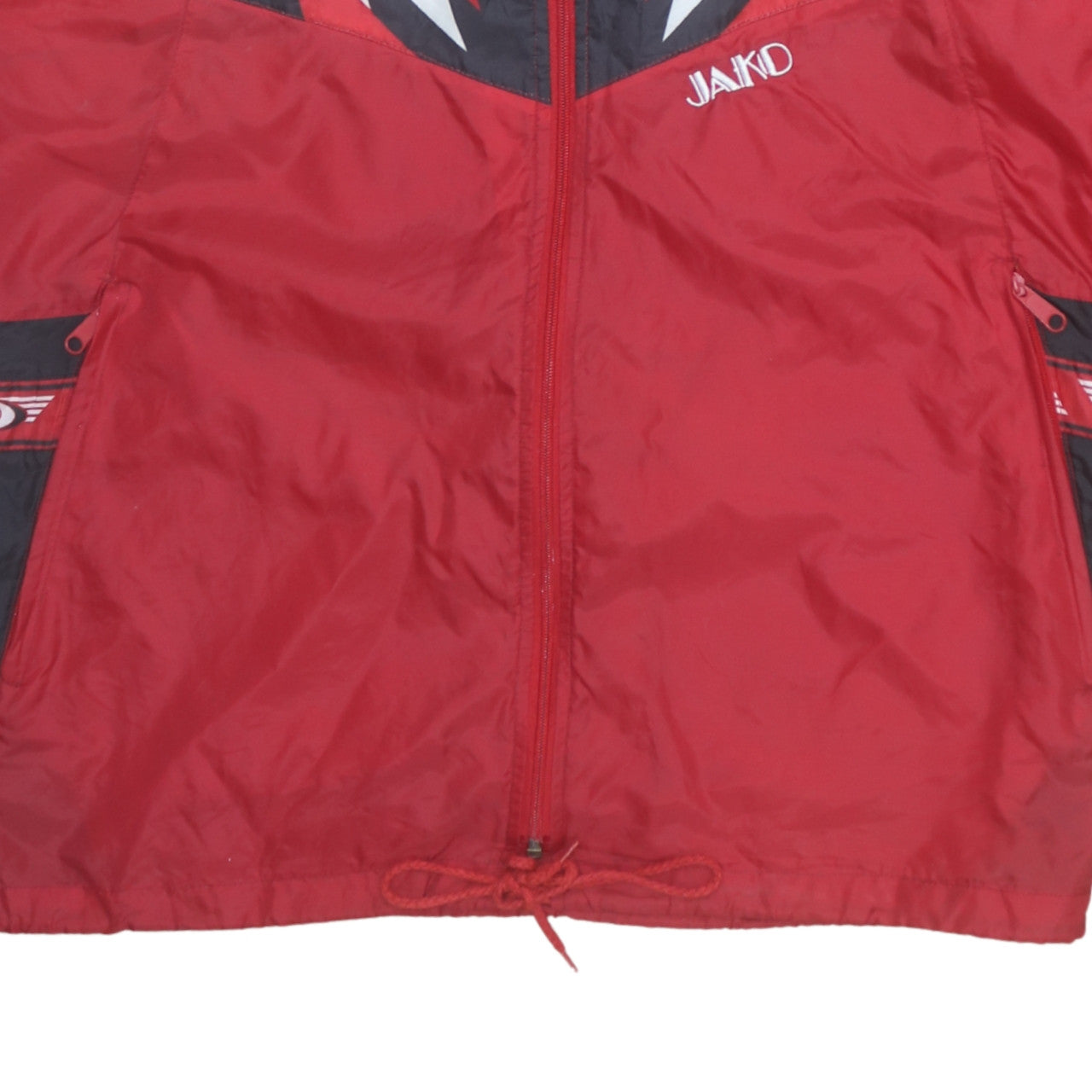 JAKO Men's Red XL Retro 90s Hooded Windbreaker Jacket