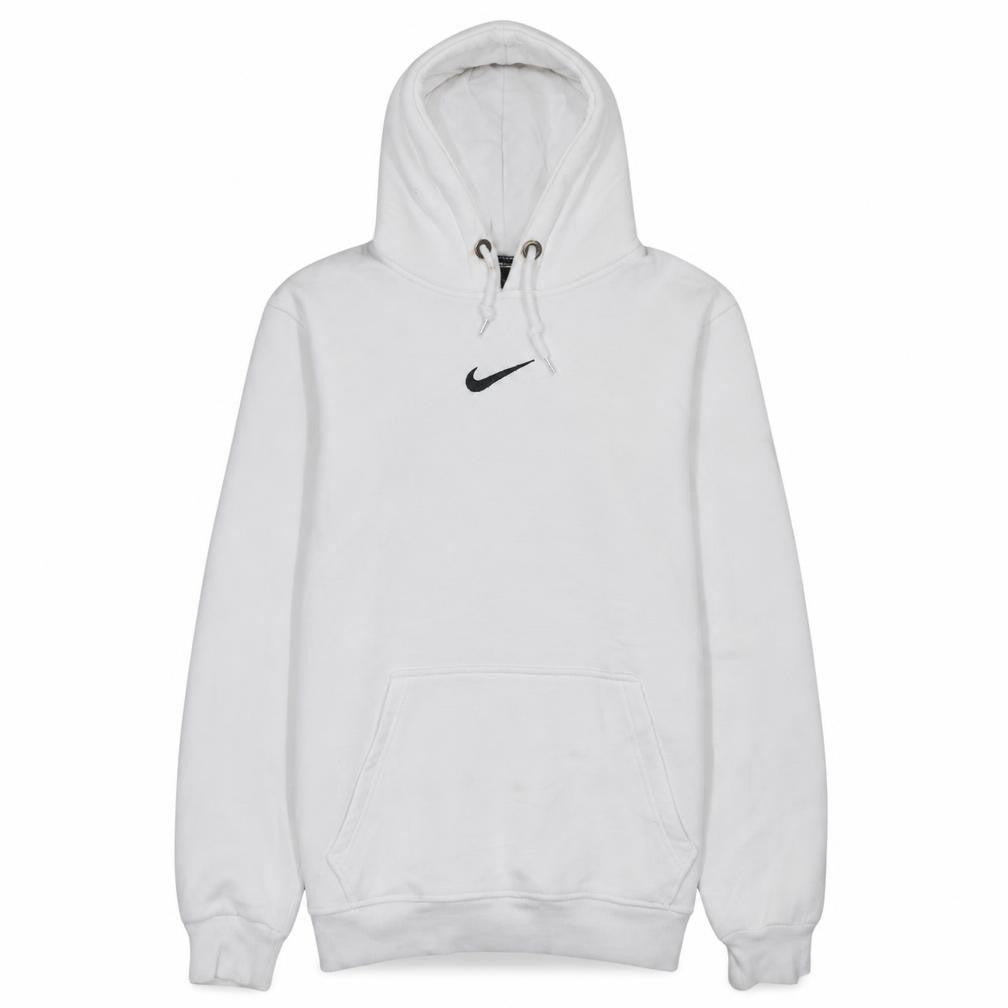 Nike Men's White Pullover Hoodie M Sports Logo Fleece Sweatshirt