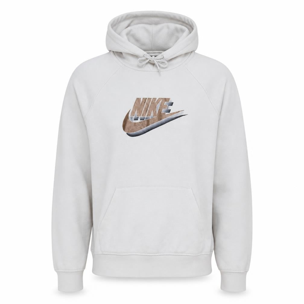 Front view of Nike Men White Pullover Hoodie Small Graphic Logo Sportswear