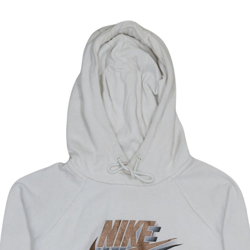 Nike Men White Pullover Hoodie Small Graphic Logo Sportswear
