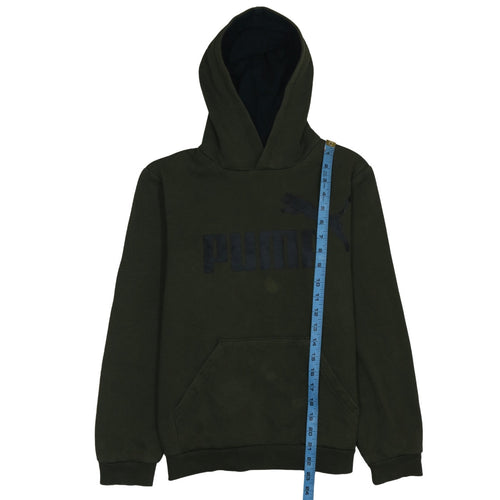 Puma Teens Green Pullover Hoodie XL Logo Graphic Fleece Sweatshirt