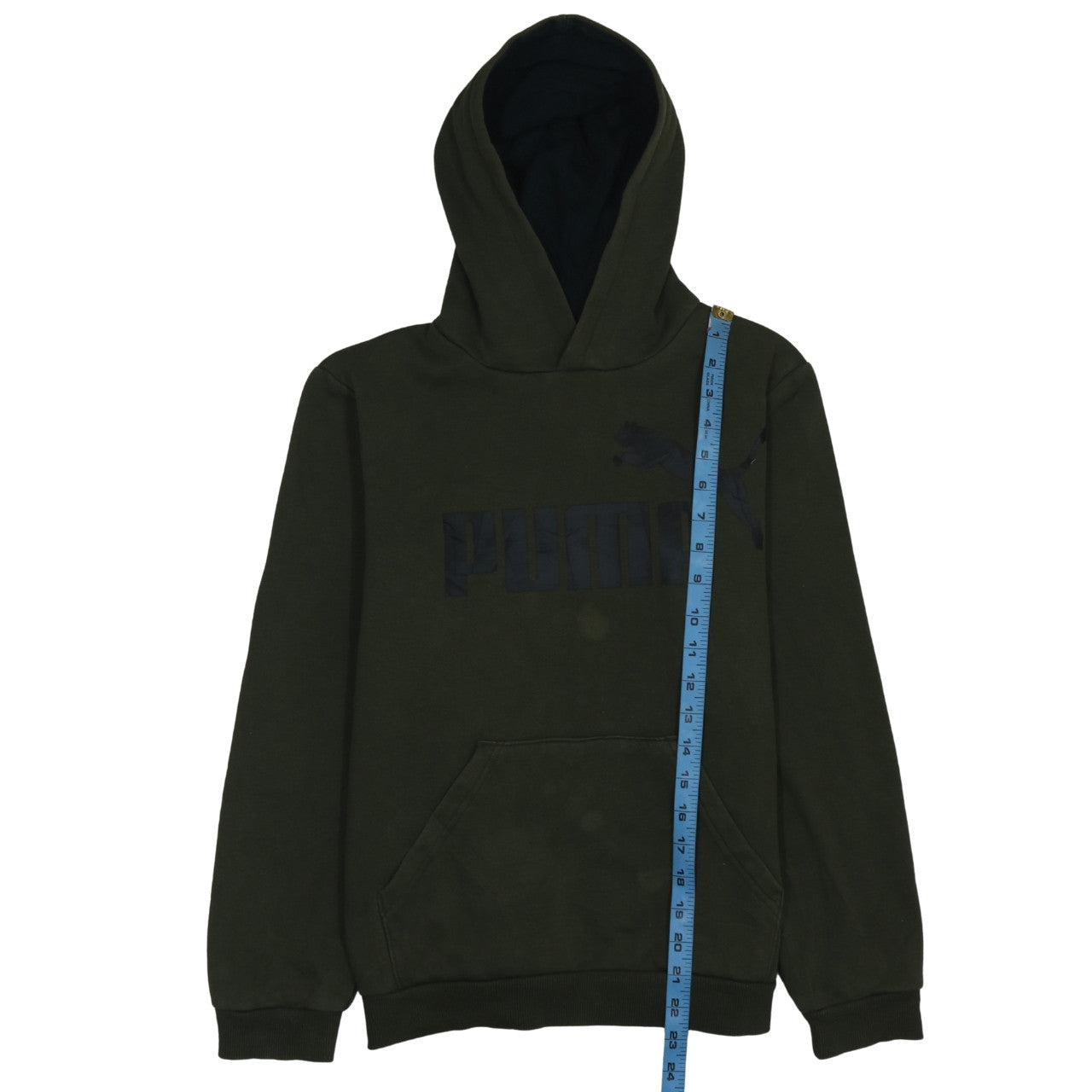 Puma Teens Green Pullover Hoodie XL Logo Graphic Fleece Sweatshirt