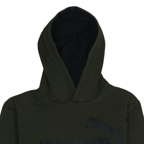 Puma Teens Green Pullover Hoodie XL Logo Graphic Fleece Sweatshirt