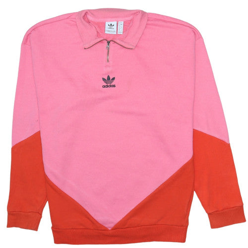 Adidas Womens Pink Red Colourblock 1/4 Zip Sweatshirt UK 12