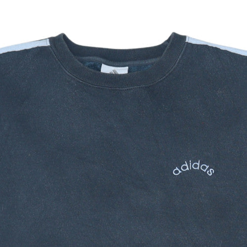 Adidas Mens Black M Crew Neck Pullover Sweatshirt Classic Logo Style