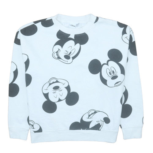 Disney Women White Mickey Mouse Print Pullover Sweatshirt Size M UK 12-14