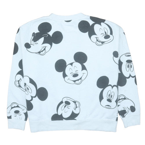 Disney Women White Mickey Mouse Print Pullover Sweatshirt Size M UK 12-14