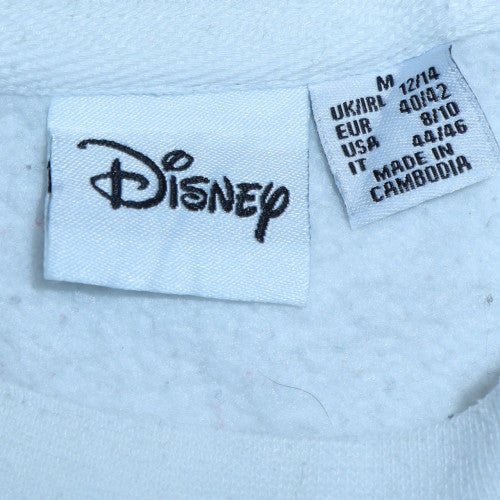 Disney Women White Mickey Mouse Print Pullover Sweatshirt Size M UK 12-14