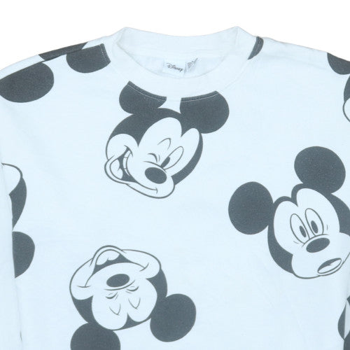 Disney Women White Mickey Mouse Print Pullover Sweatshirt Size M UK 12-14