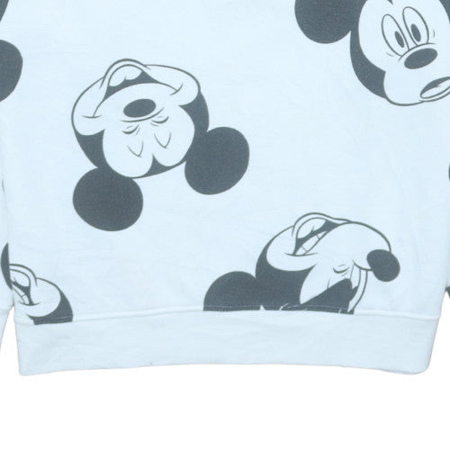 Disney Women White Mickey Mouse Print Pullover Sweatshirt Size M UK 12-14