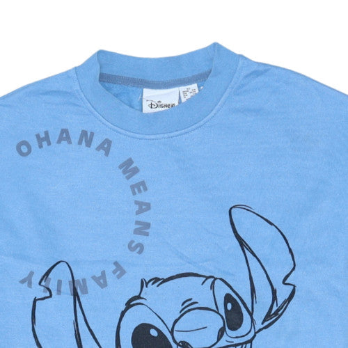 Disney Women’s Blue Stitch Sweatshirt XS Crew Neck Pullover