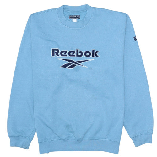 Reebok Mens Blue Small Pullover Sweatshirt Crew Neck Logo Retro