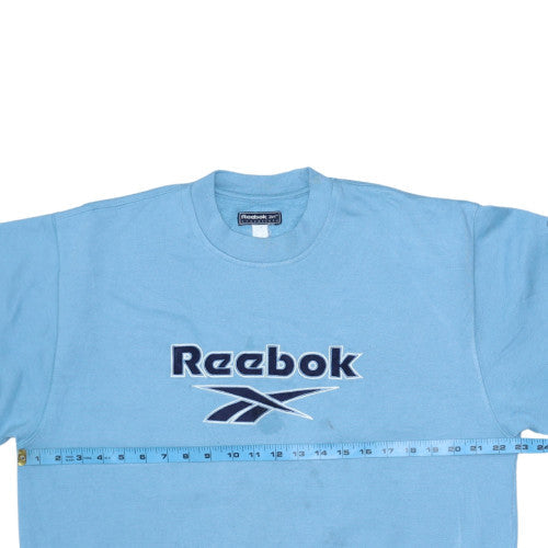 Reebok Mens Blue Small Pullover Sweatshirt Crew Neck Logo Retro