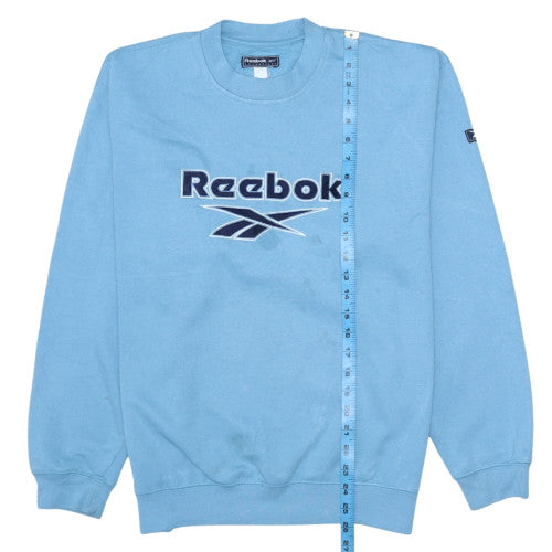 Reebok Mens Blue Small Pullover Sweatshirt Crew Neck Logo Retro
