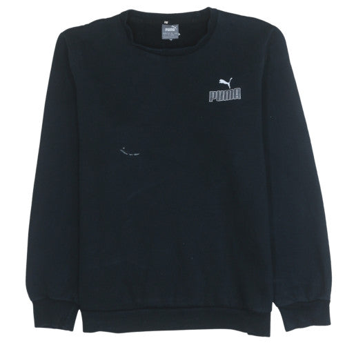 Puma Men’s Black Pullover Sweatshirt L Crew Neck Fleece Logo