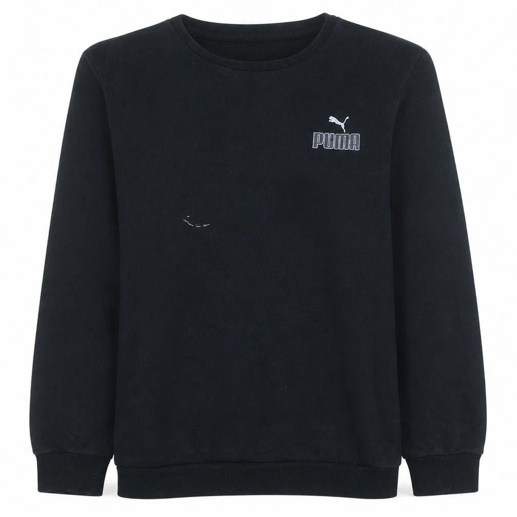 Front view of Puma Men’s Black Pullover Sweatshirt L Crew Neck Fleece Logo