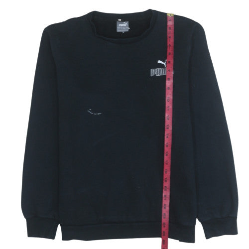 Puma Men’s Black Pullover Sweatshirt L Crew Neck Fleece Logo