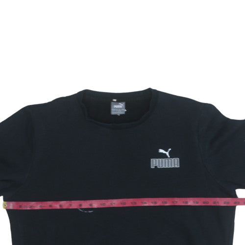 Puma Men’s Black Pullover Sweatshirt L Crew Neck Fleece Logo