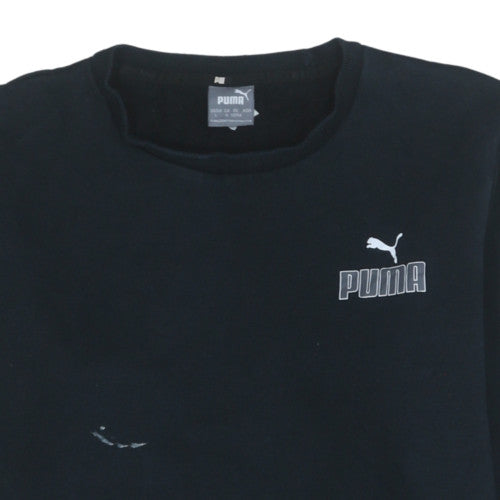 Puma Men’s Black Pullover Sweatshirt L Crew Neck Fleece Logo