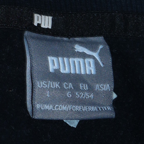 Puma Men’s Black Pullover Sweatshirt L Crew Neck Fleece Logo