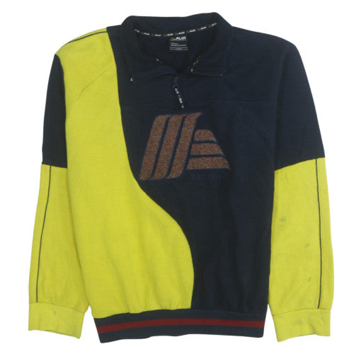 Aldi Mens Multicoloured 1/4 Zip Fleece Sweatshirt Large Retro Logo