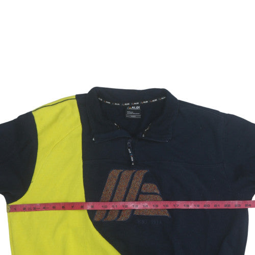 Aldi Mens Multicoloured 1/4 Zip Fleece Sweatshirt Large Retro Logo