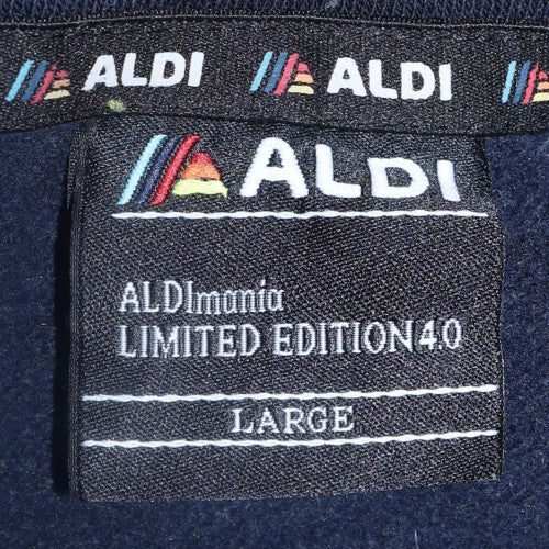 Aldi Mens Multicoloured 1/4 Zip Fleece Sweatshirt Large Retro Logo