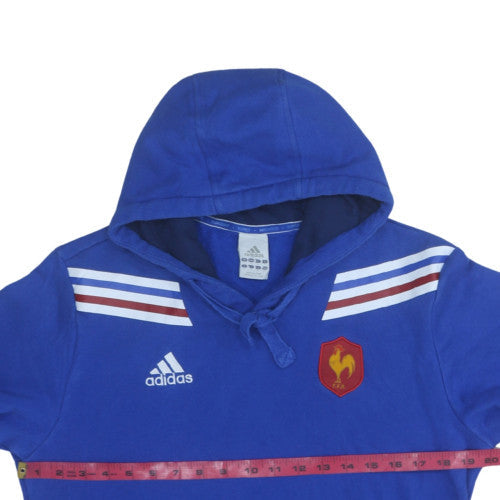 Adidas Mens Blue France Rugby Pullover Hoodie Size M