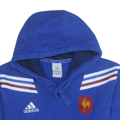 Adidas Mens Blue France Rugby Pullover Hoodie Size M