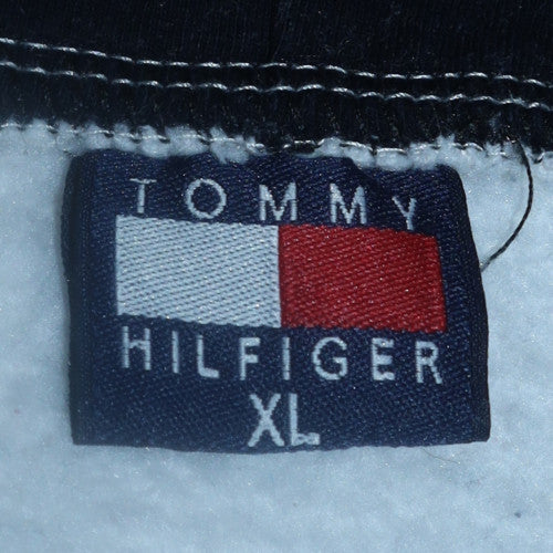 Tommy Hilfiger Men’s Grey Pullover Hoodie XL Logo Fleece Sweatshirt