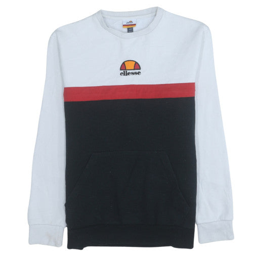 Ellesse Men's Tricolour Crew Neck Sweatshirt Black White Red Size M
