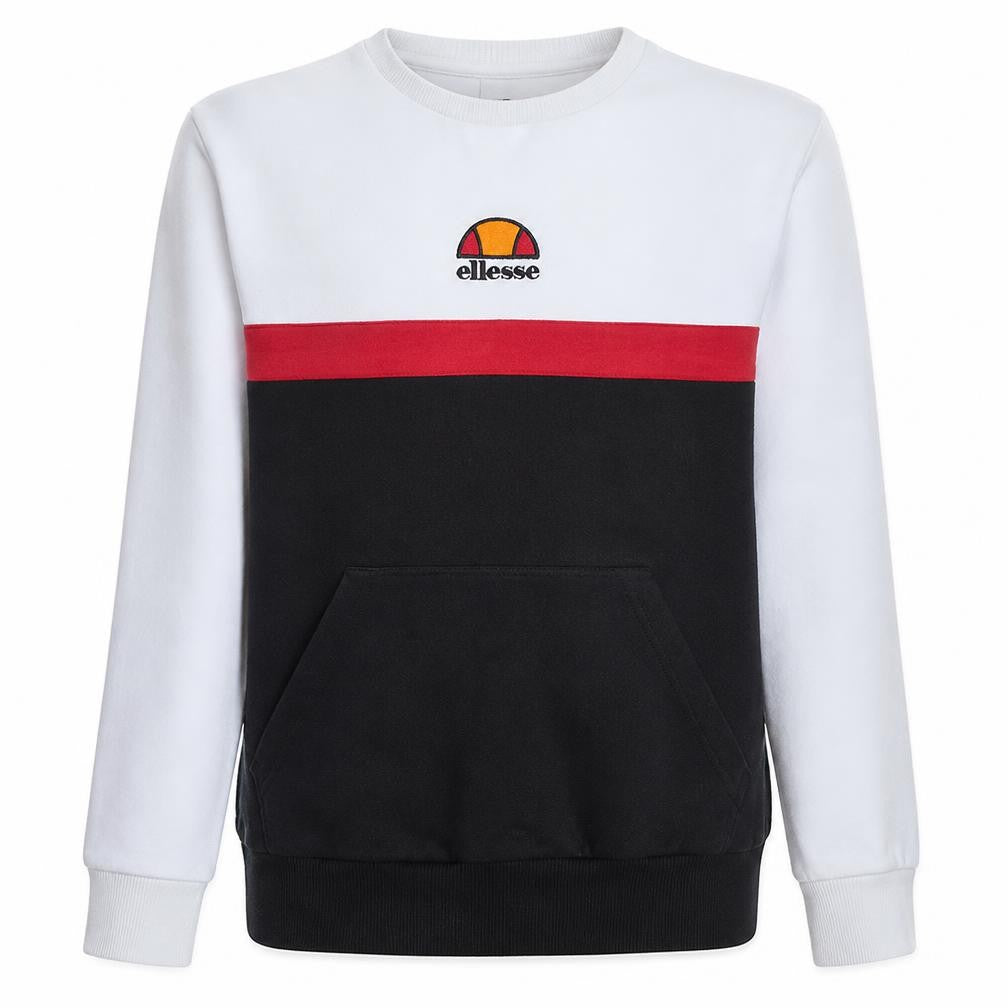 Ellesse Men's Tricolour Crew Neck Sweatshirt Black White Red Size M