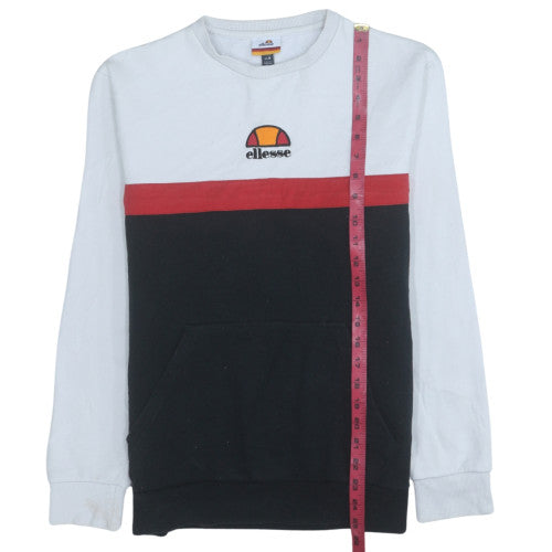 Ellesse Men's Tricolour Crew Neck Sweatshirt Black White Red Size M