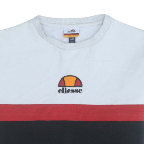 Ellesse Men's Tricolour Crew Neck Sweatshirt Black White Red Size M