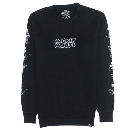 Pull&Bear Disney Mickey Mouse Black Sweatshirt L Women's Cotton Crew Neck