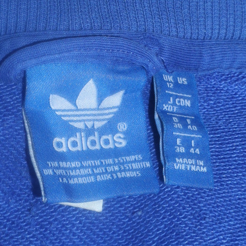 Adidas Womens Blue Pullover Hoodie Size 12 Cotton Blend Casual Sweatshirt
