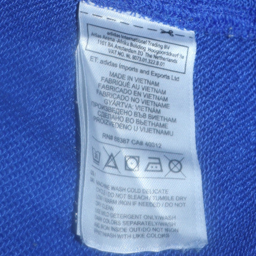 Adidas Womens Blue Pullover Hoodie Size 12 Cotton Blend Casual Sweatshirt