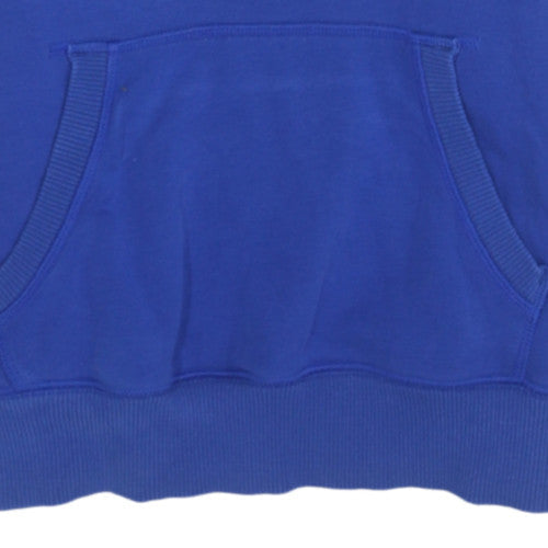 Adidas Womens Blue Pullover Hoodie Size 12 Cotton Blend Casual Sweatshirt