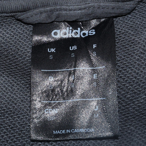 Adidas Men's Black Full Zip Hoodie S Regular Fit Logo Sportswear