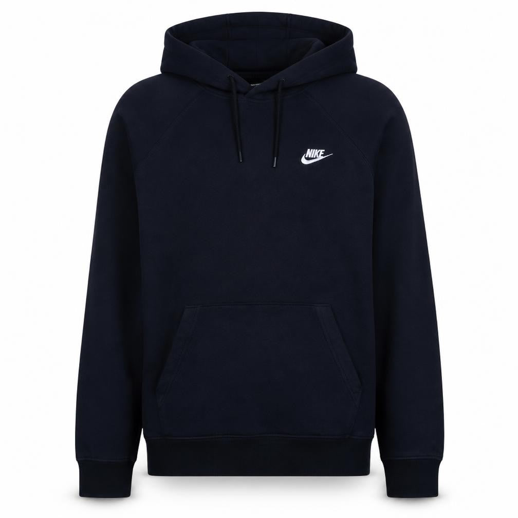 Front view of Nike Men's Black Pullover Hoodie L Logo Fleece Sweatshirt