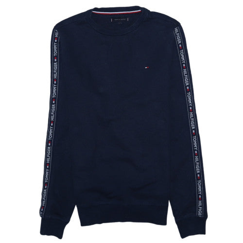 Tommy Hilfiger Men's Blue Logo Tape Crew Neck Pullover Sweatshirt M
