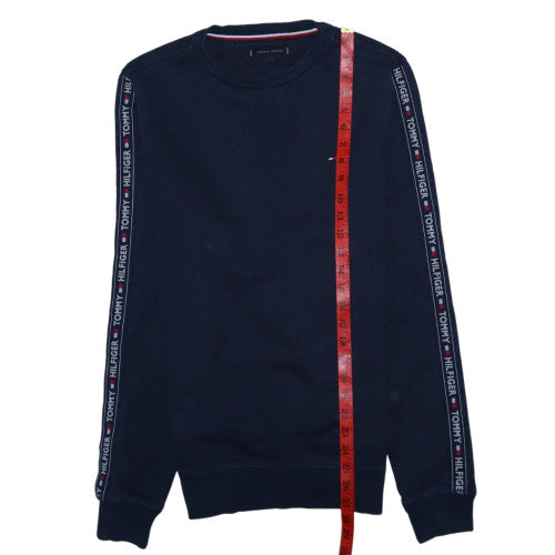 Tommy Hilfiger Men's Blue Logo Tape Crew Neck Pullover Sweatshirt M