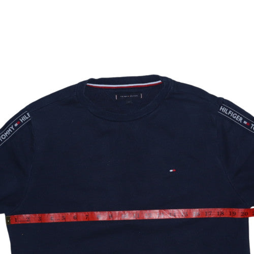Tommy Hilfiger Men's Blue Logo Tape Crew Neck Pullover Sweatshirt M