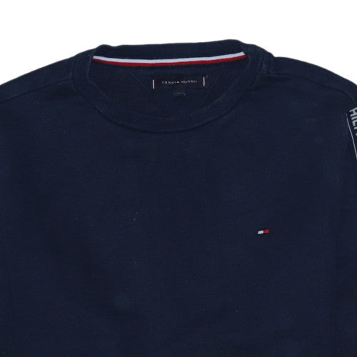 Tommy Hilfiger Men's Blue Logo Tape Crew Neck Pullover Sweatshirt M