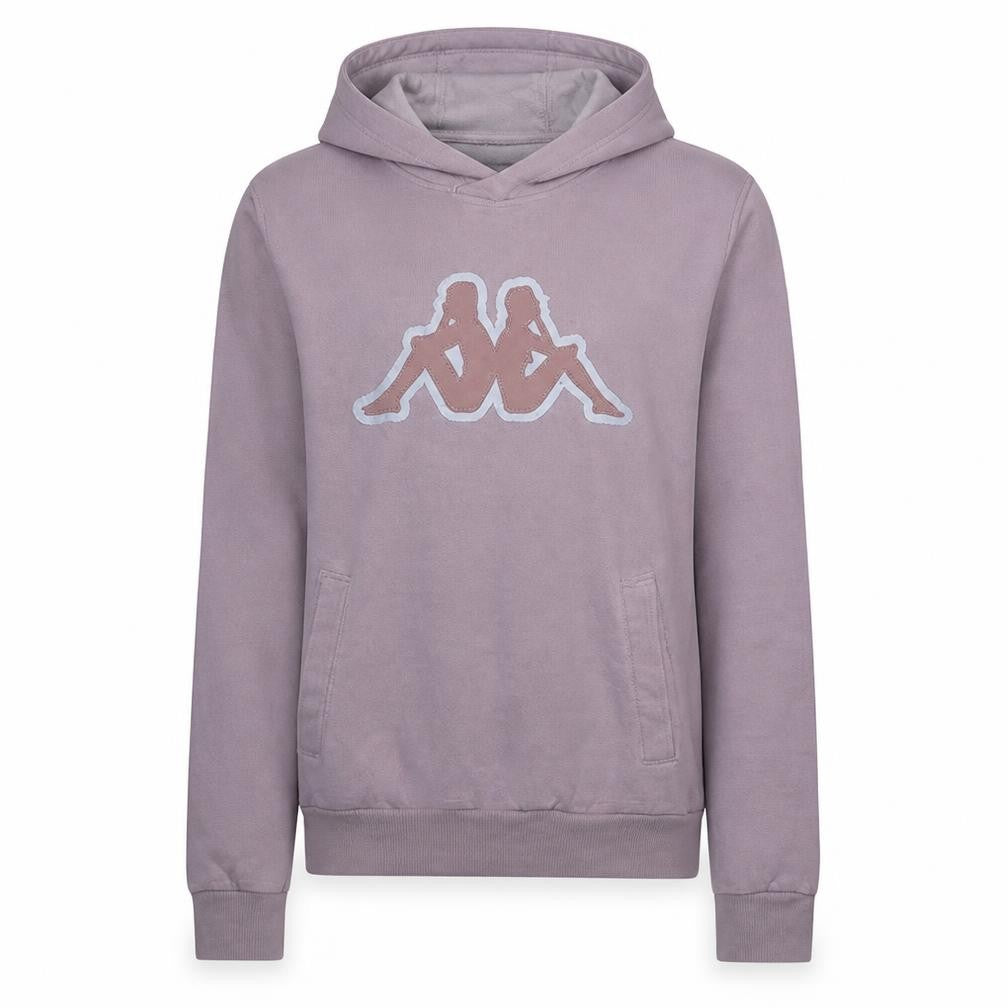 Front view of Kappa women’s pink xs pullover hoodie cotton blend logo sweatshirt