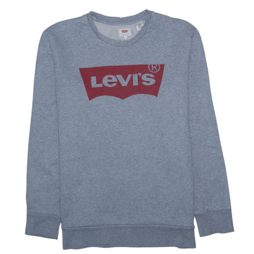 Levi's Men's Grey L Crew Neck Logo Pullover Sweatshirt